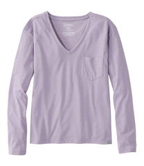 L.L.Bean Women's Vista Camp V-Neck Pocket Tee, Long-Sleeve NEW|CLOTHING
