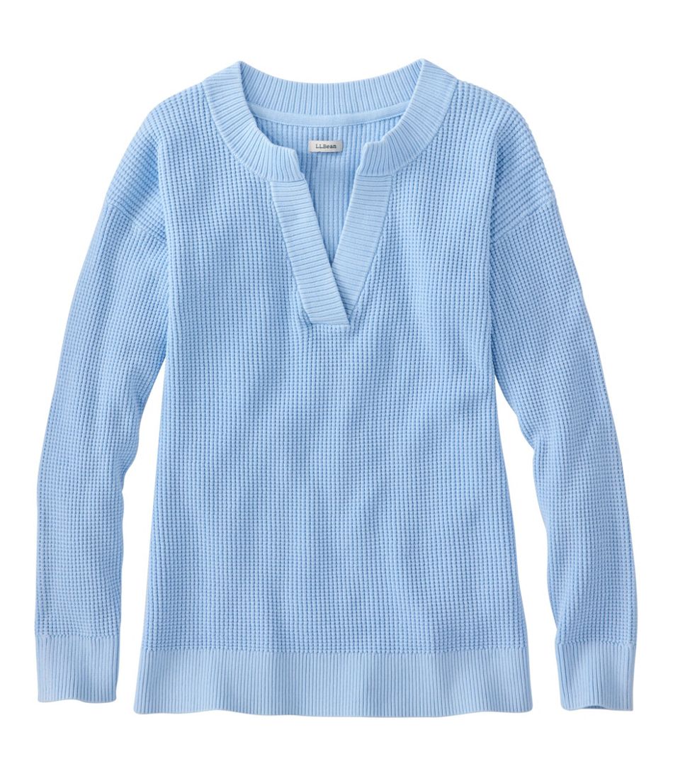 L.L.Bean Women's Sunwashed Waffle Sweater, Splitneck NEW|CLOTHING