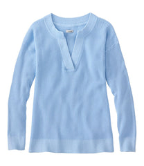 L.L.Bean Women's Sunwashed Waffle Sweater, Splitneck NEW|CLOTHING