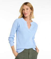 L.L.Bean Women's Sunwashed Waffle Sweater, Splitneck NEW|CLOTHING