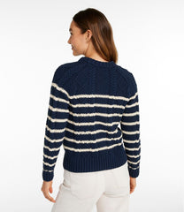 L.L.Bean Women's Signature Cotton Fisherman Sweater, Crewneck Stripe NEW|CLOTHING