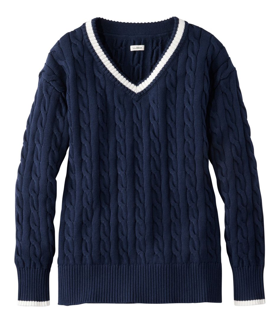 L.L.Bean Women's The Original Double L® Sweater, Cable V-Neck NEW|CLOTHING