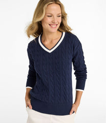L.L.Bean Women's The Original Double L® Sweater, Cable V-Neck NEW|CLOTHING
