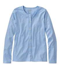 L.L.Bean Women's Pima Cotton Tee, Long-Sleeve Crewneck Cardigan Stripe NEW|CLOTHING