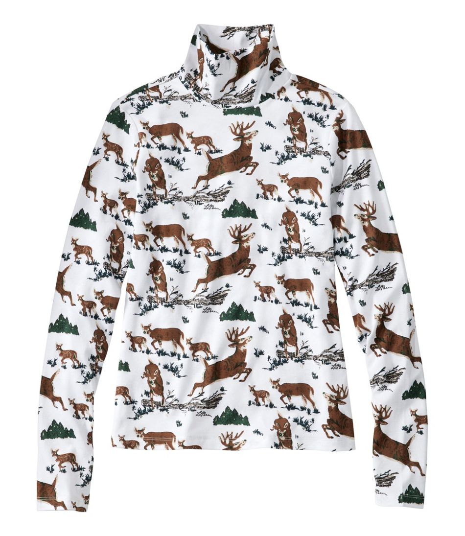 L.L.Bean Women's Signature Lightweight Cotton Turtleneck, Novelty NEW|CLOTHING|SALE