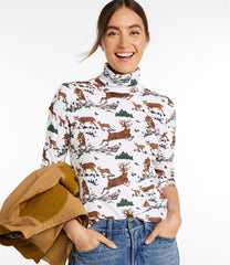L.L.Bean Women's Signature Lightweight Cotton Turtleneck, Novelty NEW|CLOTHING|SALE