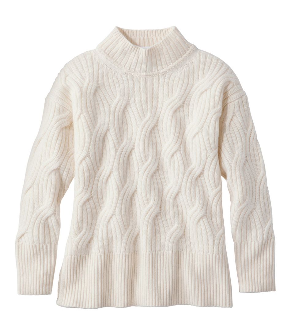 L.L.Bean Women's Signature Premium Cashmere Cable Sweaters, Mockneck NEW|CLOTHING|SALE