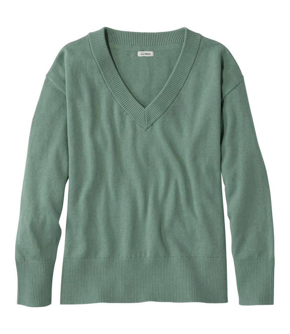 L.L.Bean Women's Cotton/Cashmere Sweater, V-Neck NEW|CLOTHING