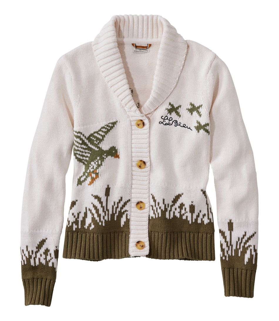 L.L.Bean Women's Signature Original Cotton Sweater, Shawl Cardigan Novelty NEW|CLOTHING