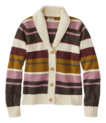 L.L.Bean Women's Signature Original Cotton Sweater, Shawl Cardigan Stripe NEW|CLOTHING