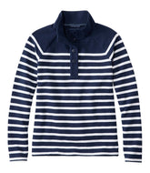 L.L.Bean Women's Peaks Island Button Mockneck, Stripe NEW|CLOTHING