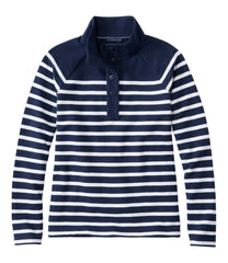 L.L.Bean Women's Peaks Island Button Mockneck, Stripe NEW|CLOTHING
