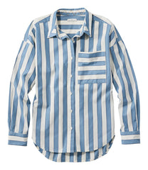 L.L.Bean Women's Signature Premium Essential Poplin Shirt, Long-Sleeve Novelty Stripe NEW|CLOTHING