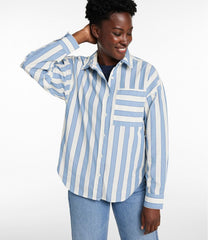L.L.Bean Women's Signature Premium Essential Poplin Shirt, Long-Sleeve Novelty Stripe NEW|CLOTHING