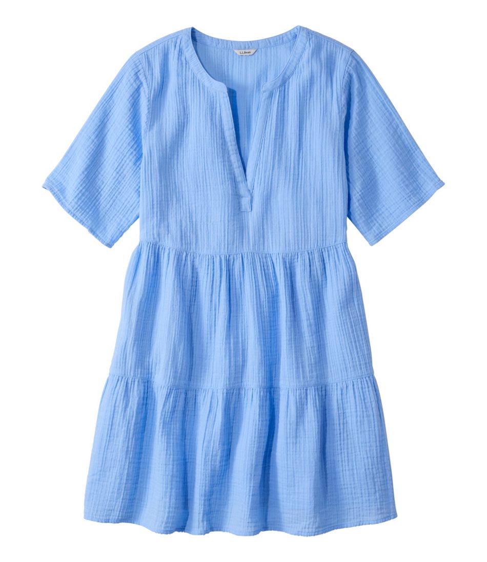 L.L.Bean Women's Cloud Gauze Cover-Up Tiered Dress, Print NEW|CLOTHING
