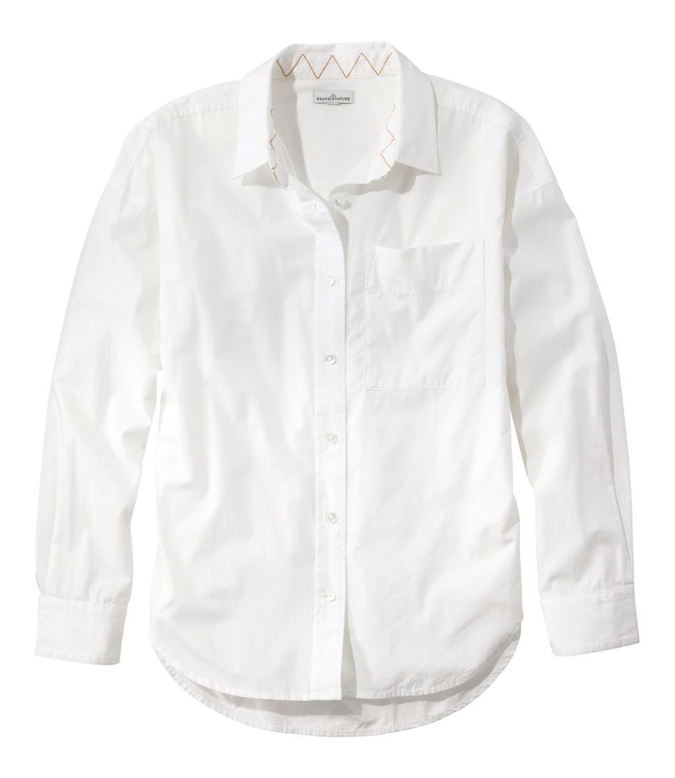 L.L.Bean Women's Signature Premium Essential Poplin Shirt, Long-Sleeve NEW|CLOTHING