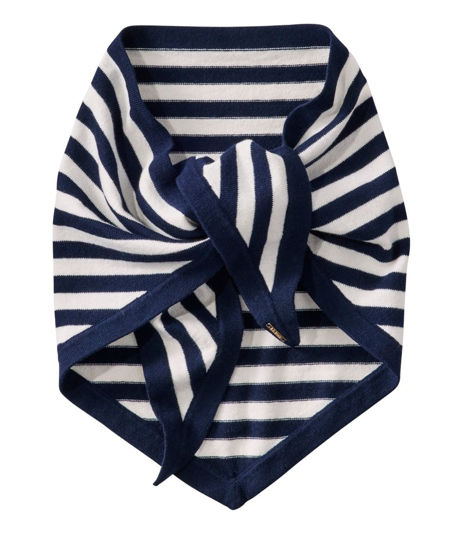 L.L.Bean Women's Cotton/Cashmere Knit Triangle Scarf, Striped NEW|CLOTHING|OUTERWEAR