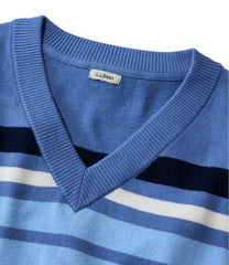 L.L.Bean Women's Cotton/Cashmere Sweater, V-Neck Stripe NEW|CLOTHING