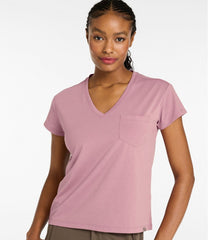 L.L.Bean Women's Mountainside V-Neck Pocket Tee, Short Sleeve NEW|CLOTHING
