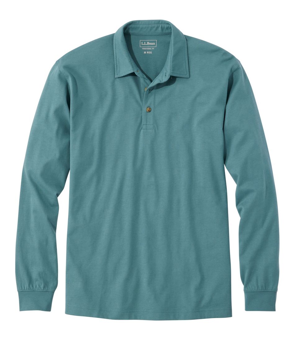 L.L.Bean Men's Carefree Unshrinkable Polo, Long-Sleeve, Without Pocket NEW|CLOTHING