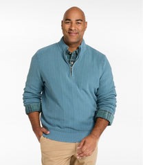 L.L.Bean Men's Sunwashed Textured Cotton Sweater, Herringbone 1/4 Zip NEW|CLOTHING