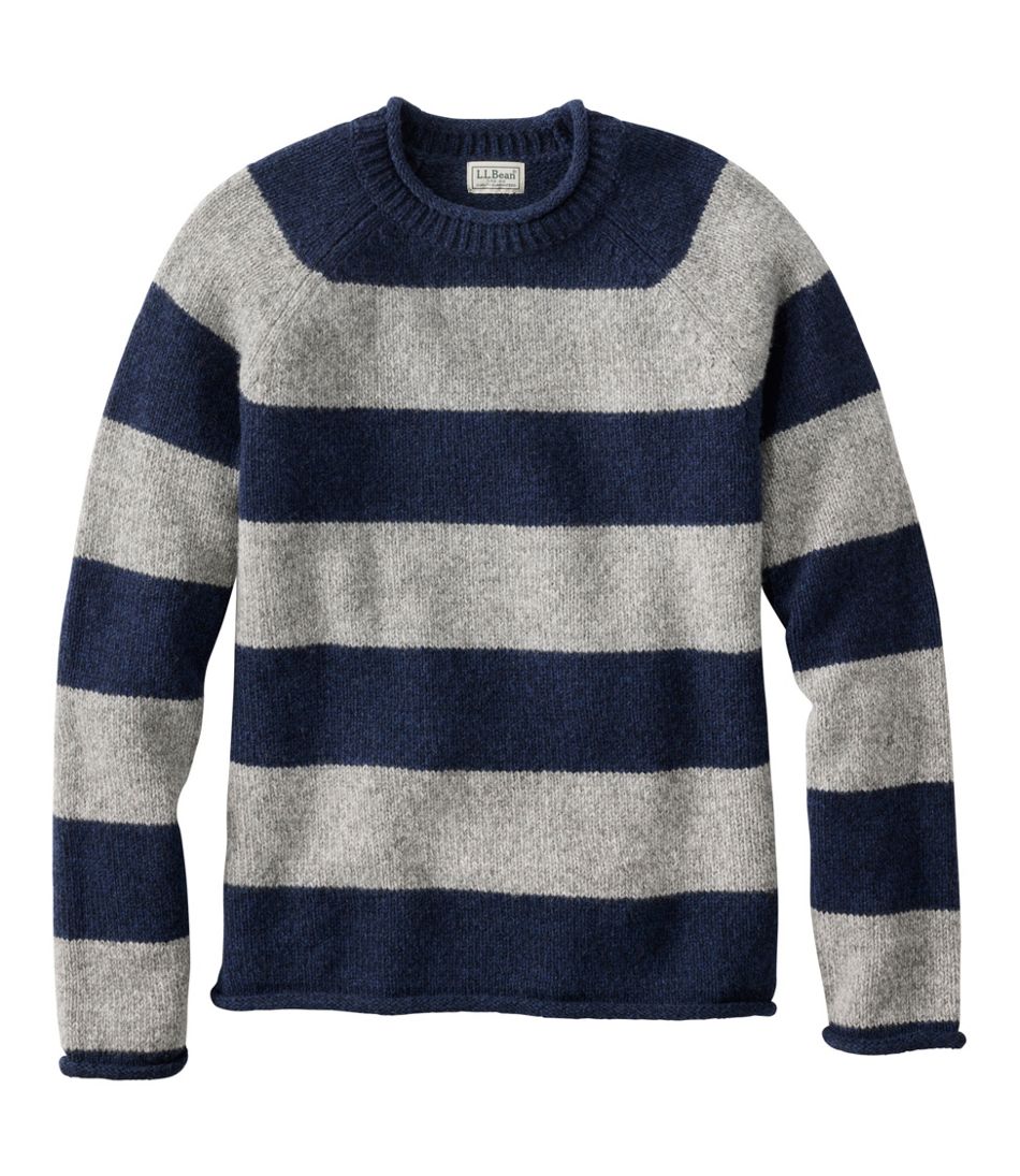 L.L.Bean Men's Bean's Classic Ragg Wool Sweater, Rollneck, Stripe NEW|CLOTHING