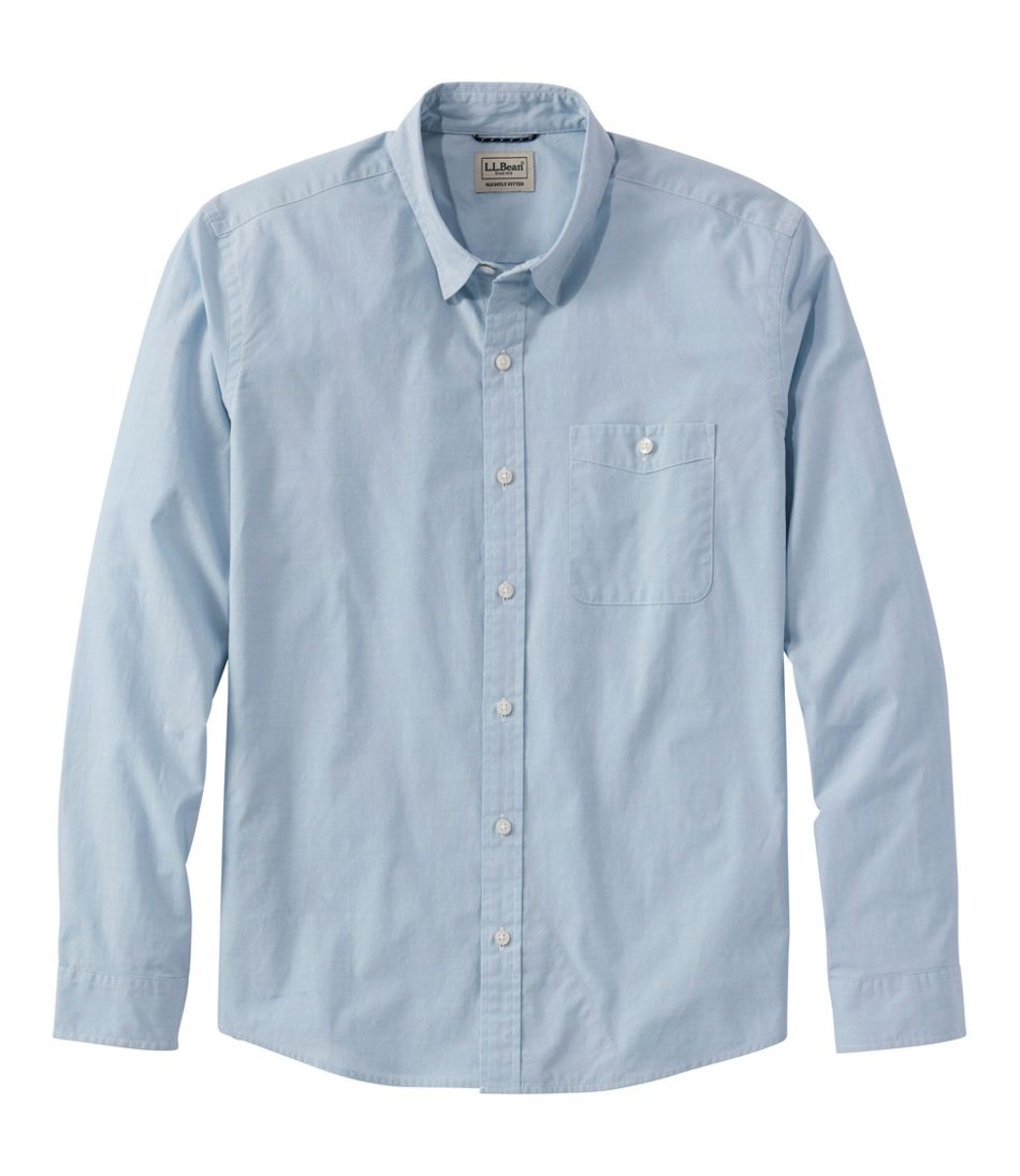 L.L.Bean Men's Comfort Stretch Performance® Chambray Shirt, Long-Sleeve, Slightly Fitted Untucked Fit NEW|CLOTHING