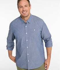 L.L.Bean Men's Comfort Stretch Performance® Chambray Shirt, Long-Sleeve, Slightly Fitted Untucked Fit NEW|CLOTHING