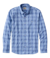 L.L.Bean Men's Comfort Stretch Performance® Chambray Shirt, Long-Sleeve, Slightly Fitted Untucked Fit, Plaid NEW|CLOTHING