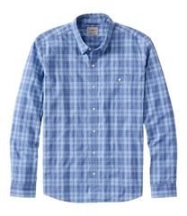 L.L.Bean Men's Comfort Stretch Performance® Chambray Shirt, Long-Sleeve, Slightly Fitted Untucked Fit, Plaid NEW|CLOTHING