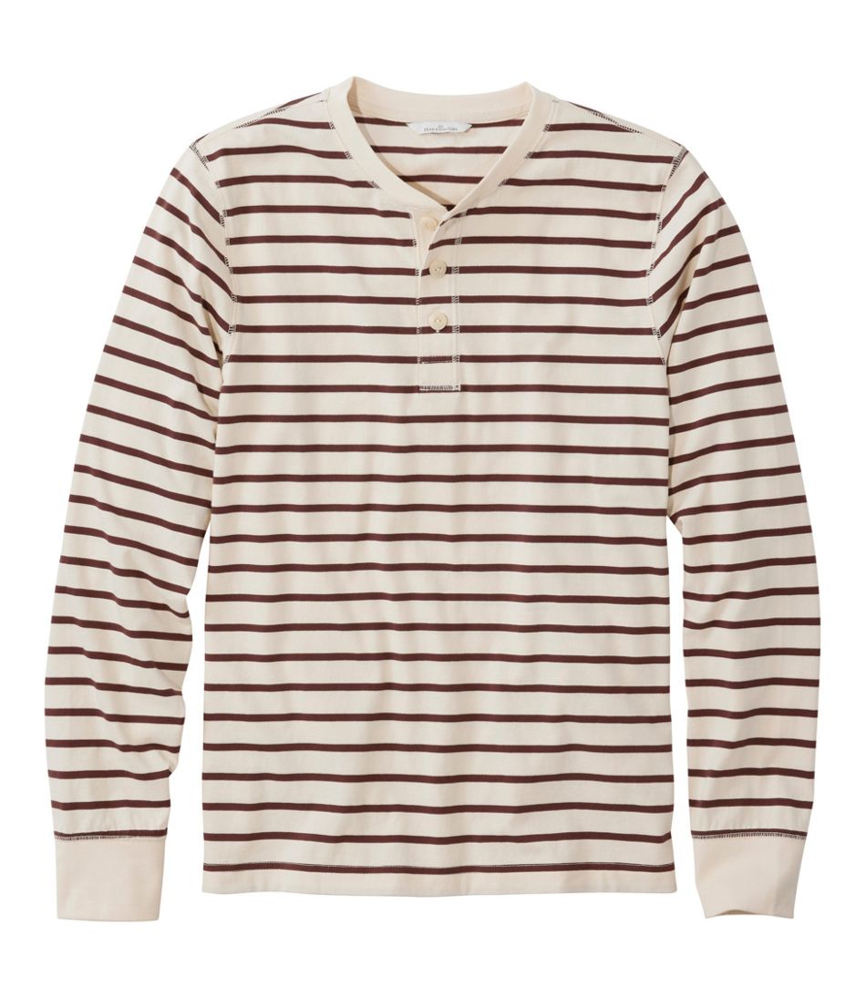 L.L.Bean Men's Signature Northwoods Henley, Long-Sleeve, Stripe NEW|CLOTHING