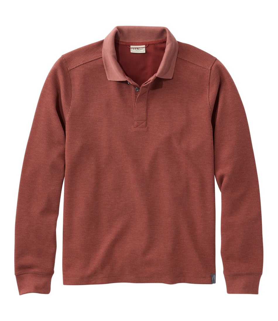 L.L.Bean Men's Mountainside Micro Waffle Polo, Long-Sleeve NEW|CLOTHING