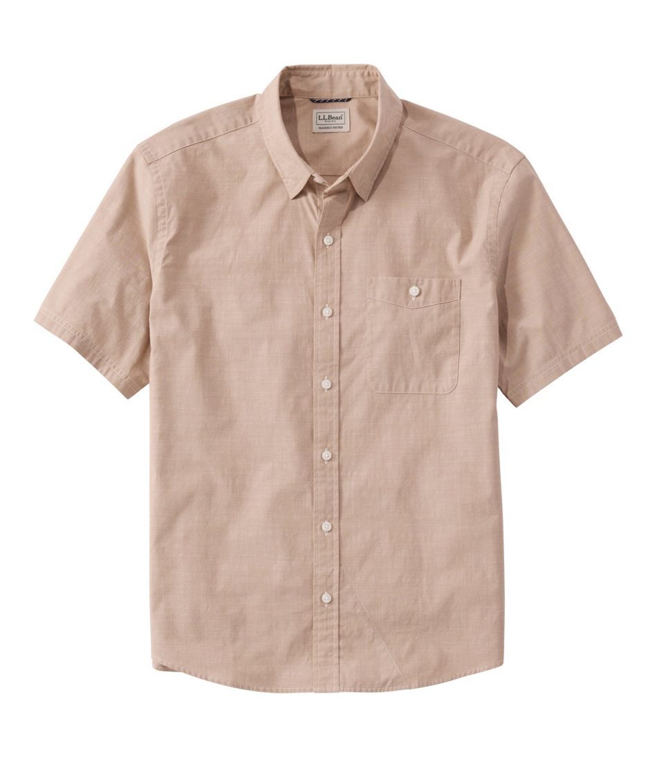 L.L.Bean Men's Comfort Stretch Performance® Chambray Shirt, Short-Sleeve, Slightly Fitted Untucked Fit NEW|CLOTHING