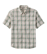 L.L.Bean Men's Comfort Stretch Performance® Chambray Shirt, Short-Sleeve, Slightly Fitted Untucked Fit, Plaid NEW|CLOTHING