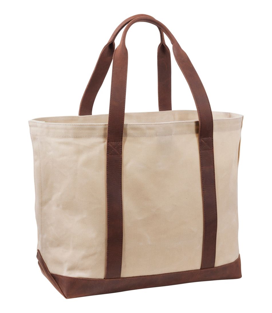 L.L.Bean Leather-Trim Waxed Canvas Tote NEW|BAG & TRAVEL
