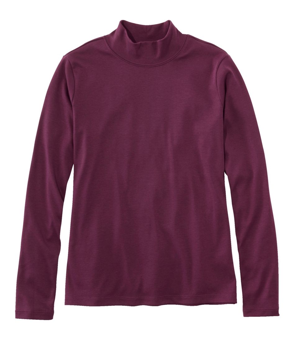 L.L.Bean Women's Pima Cotton Tee, Long-Sleeve Mockneck CLOTHING