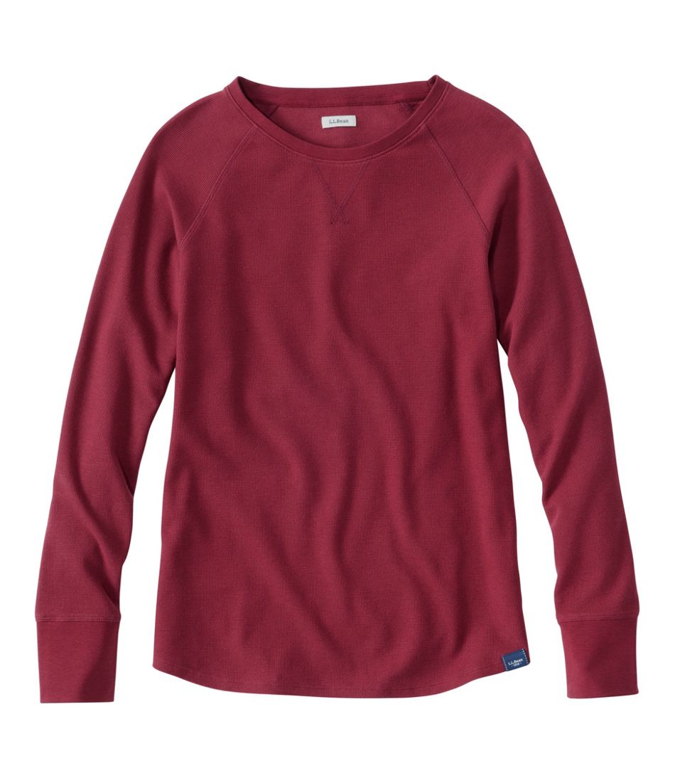L.L.Bean Women's Unshrinkable Mini-Waffle Tee, Long-Sleeve Crewneck CLOTHING|SALE