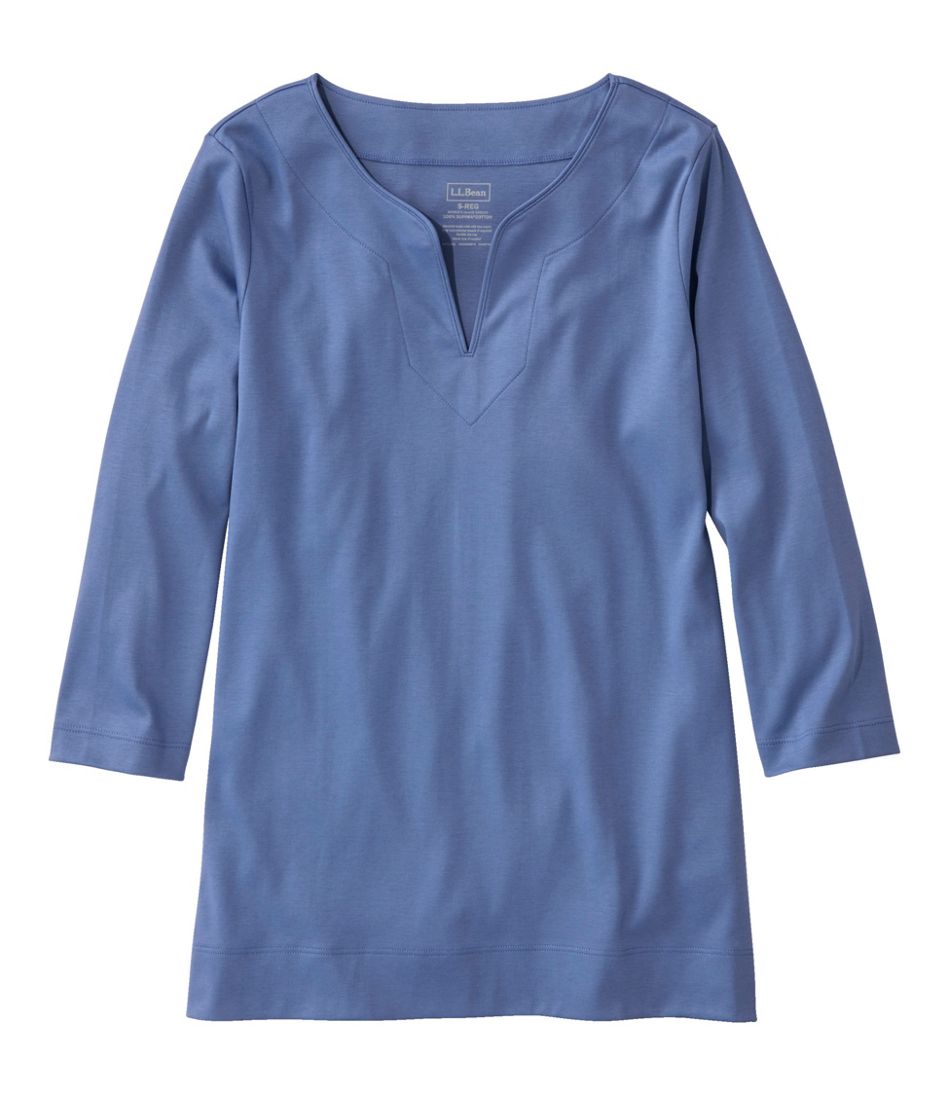 L.L.Bean Women's Pima Cotton Tunic, Three-Quarter-Sleeve Splitneck CLOTHING|SALE