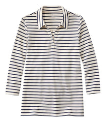 L.L.Bean Women's Pima Cotton Tee, Three-Quarter-Sleeve Polo Stripe CLOTHING