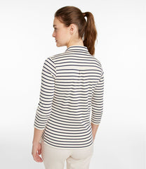 L.L.Bean Women's Pima Cotton Tee, Three-Quarter-Sleeve Polo Stripe CLOTHING