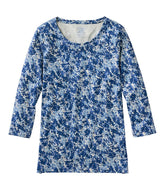 L.L.Bean Women's Pima Cotton Shaped Jewelneck Tee, Three-Quarter-Sleeve Print CLOTHING|SALE