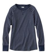 L.L.Bean Women's Unshrinkable Mini-Waffle Tee, Long-Sleeve Crewneck Stripe CLOTHING|SALE
