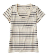 L.L.Bean Women's Soft Stretch Supima-Blend Tee, Scoopneck Short-Sleeve Stripe CLOTHING