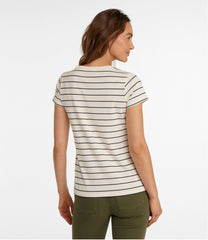 L.L.Bean Women's Soft Stretch Supima-Blend Tee, Scoopneck Short-Sleeve Stripe CLOTHING