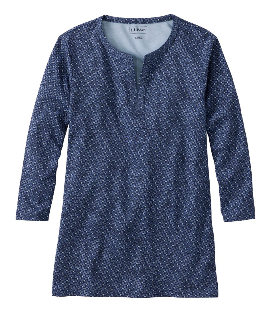 L.L.Bean Women's Tee, Three-Quarter-Sleeve Splitneck Tunic Print CLOTHING