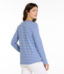 L.L.Bean Women's V-Neck Henley, Long-Sleeve Stripe CLOTHING|SALE