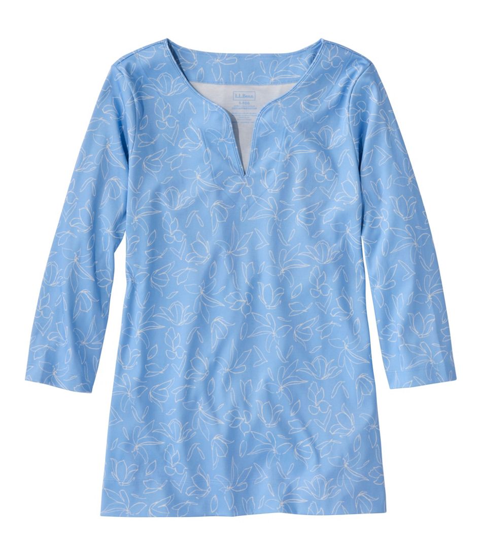 L.L.Bean Women's Pima Cotton Tunic, Three-Quarter-Sleeve Splitneck Print CLOTHING|SALE