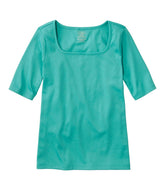 L.L.Bean Women's Pima Cotton Tee, Soft Squareneck Elbow-Sleeve CLOTHING|SALE