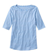 L.L.Bean Women's Pima Cotton Tee, Elbow-Sleeve Boatneck Stripe CLOTHING