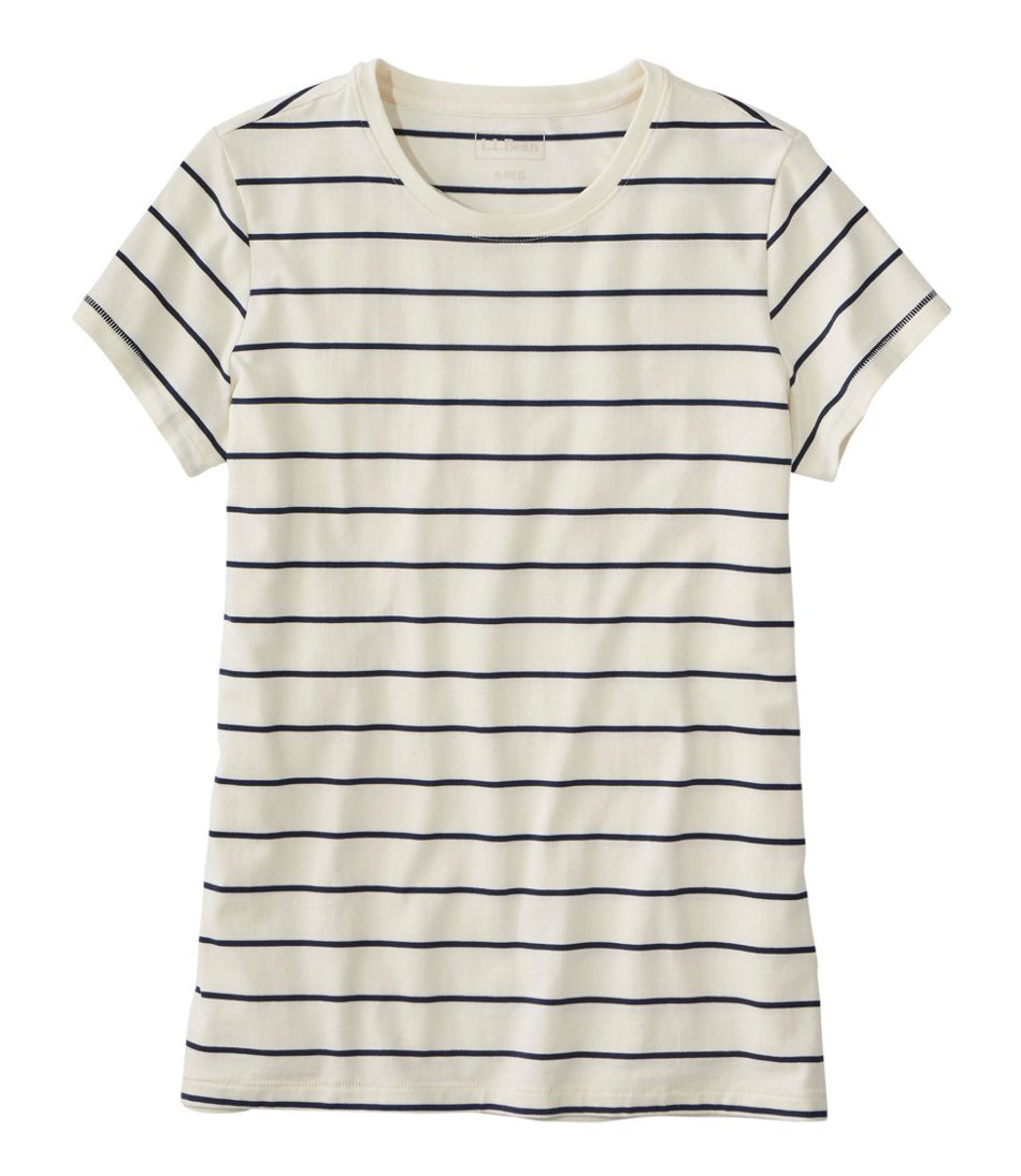 L.L.Bean Women's Soft Stretch Supima-Blend Tee, Crewneck Short-Sleeve Striped CLOTHING